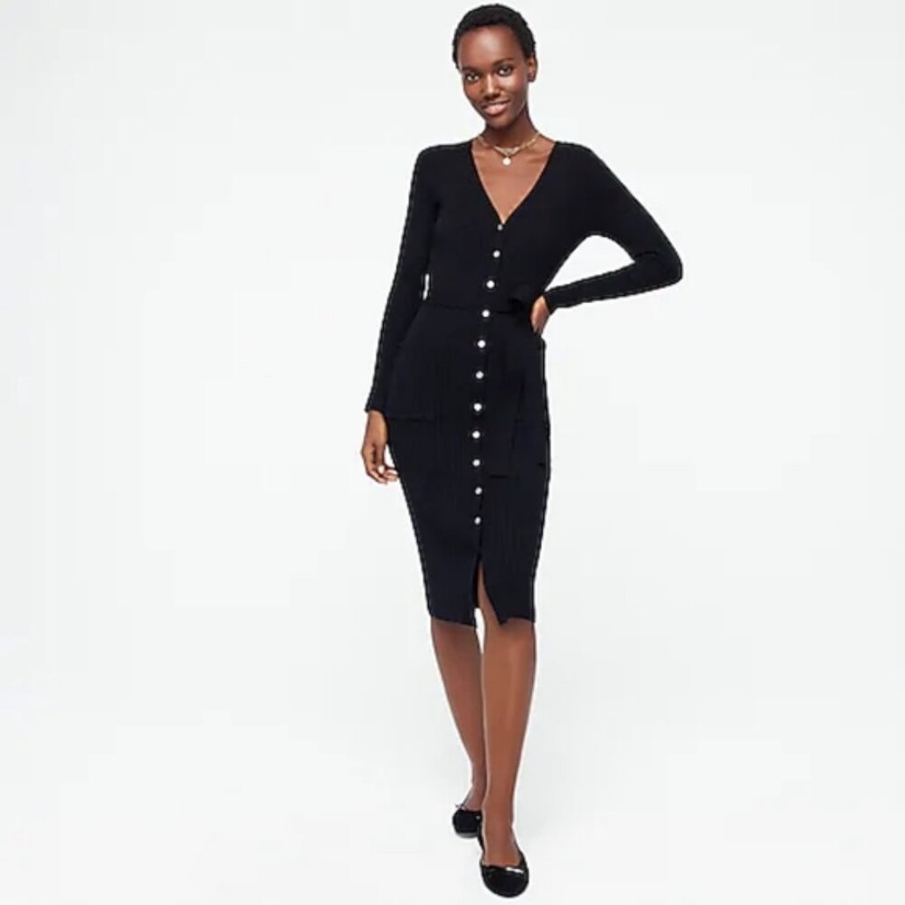 NWT J. Crew Ribbed  V-Neck Cardigan Dress Medium